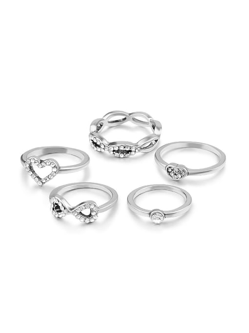 Silver Fashion Cubic Rhinestones Alloy Ring Set