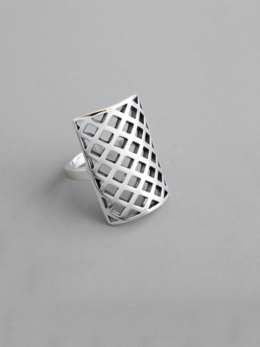 DAKA 925 Sterling Silver With Antique Silver Plated  Geometric Free Size Rings 2