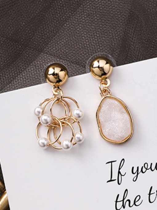 A White Alloy With Champagne Gold Plated Fashion Geometric Drop Earrings
