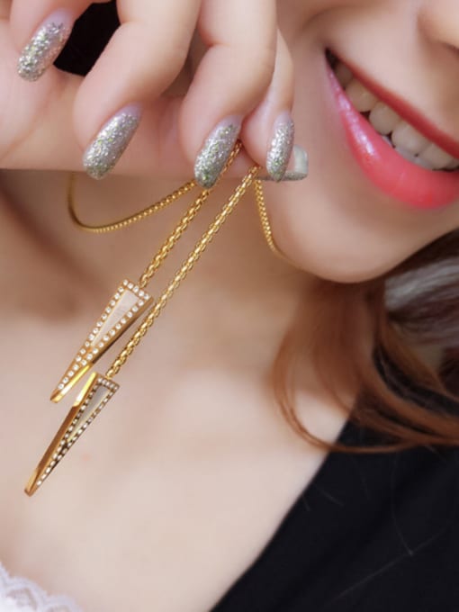 JINDING Fashion Titanium Golden Triangle Shaped Necklace 1