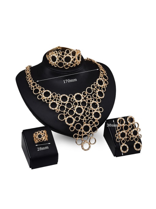 BESTIE Alloy Imitation-gold Plated Vintage style Artificial Gemstone Four Pieces Jewelry Set 2