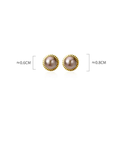 Rosh 925 Sterling Silver With Gold Plated Fashion Pearl Round Stud Earrings 3