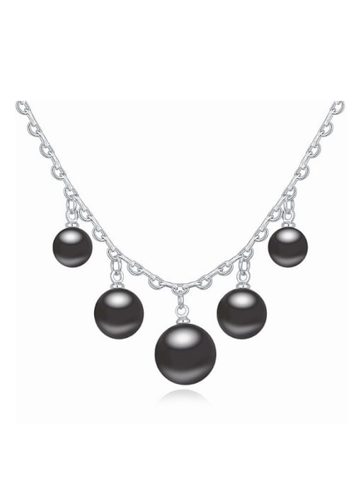 QIANZI Simple Imitation Pearl Pendant Alloy Necklace 4