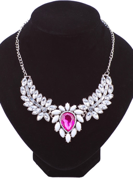 Pink Fashion Shiny Stones Wheat-shaped Alloy Necklace