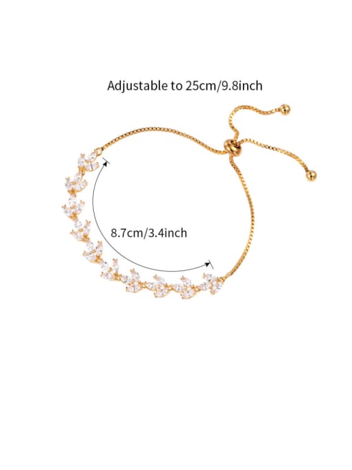 Mo Hai Copper With  Cubic Zirconia  Simplistic Leaf  Adjustable  Bracelets 3
