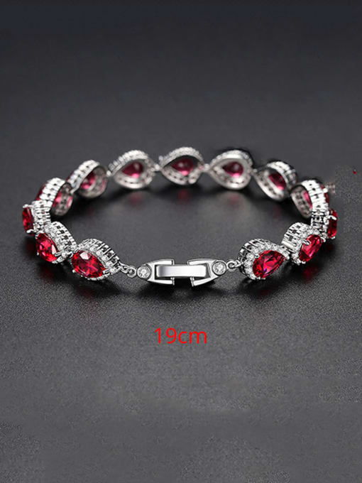 Red Corundum T12D17 Copper With Platinum Plated Delicate Water Drop Bracelets