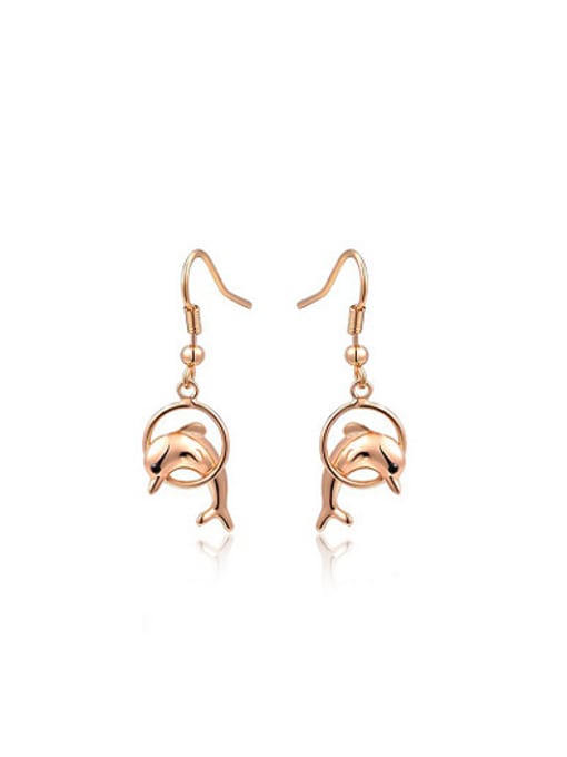 Ronaldo Lovely Dolphin Shaped Austria Crystal Drop Earrings