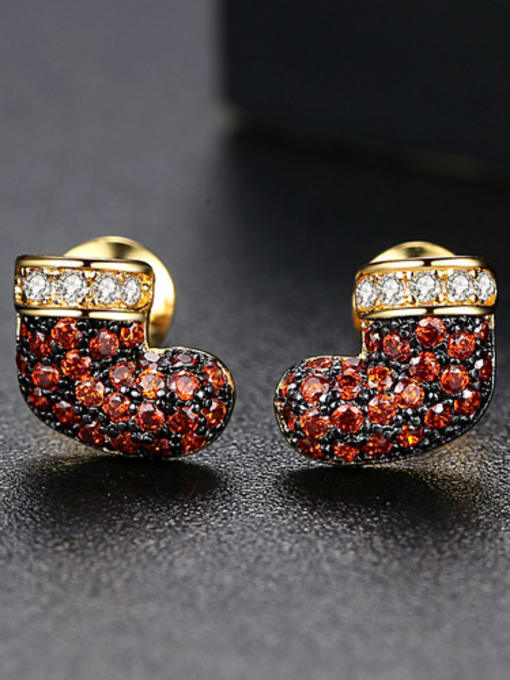 Red Copper inlaid AAA zircon new boots Earrings