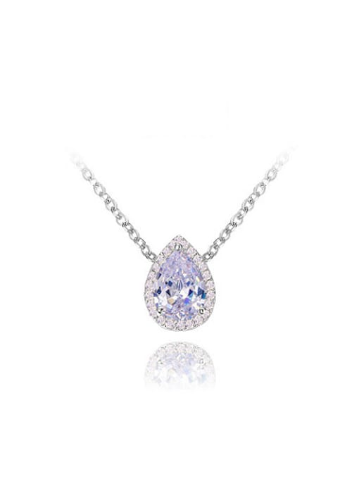 Platinum Personality Water Drop Shaped AAA Zircon Necklace
