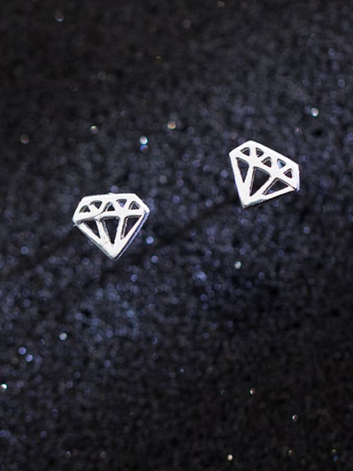 Rosh All-match Hollow Diamond Shaped S925 Silver Stud Earrings 0