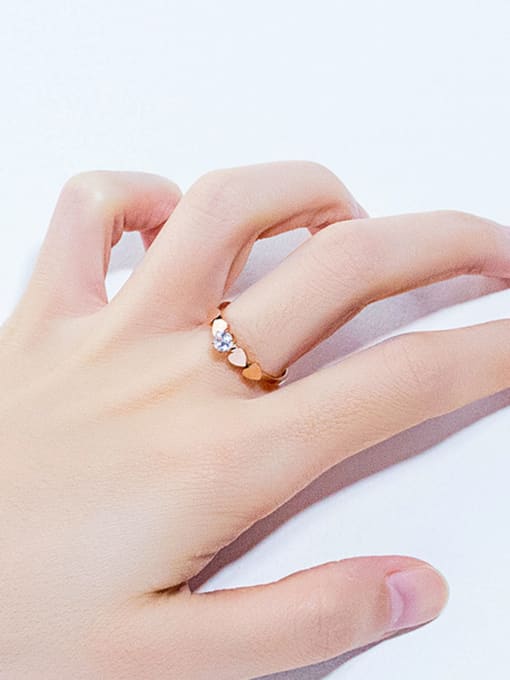 Open Sky Stainless Steel With Rose Gold Plated Cute Heart Band Rings 2