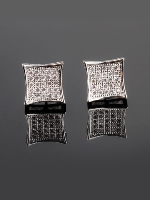 Qing Xing Square AAA Zircon Europe And The United State Quality stud Earring 0