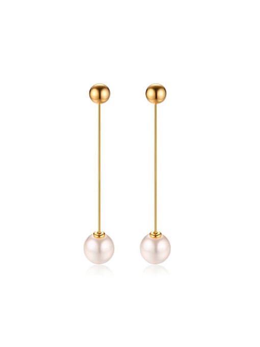 CONG Temperament Gold Plated Pink Shell Drop Earrings