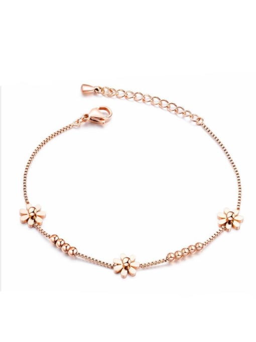 Open Sky Stainless Steel With Rose Gold Plated Cute Flower Bracelets 0