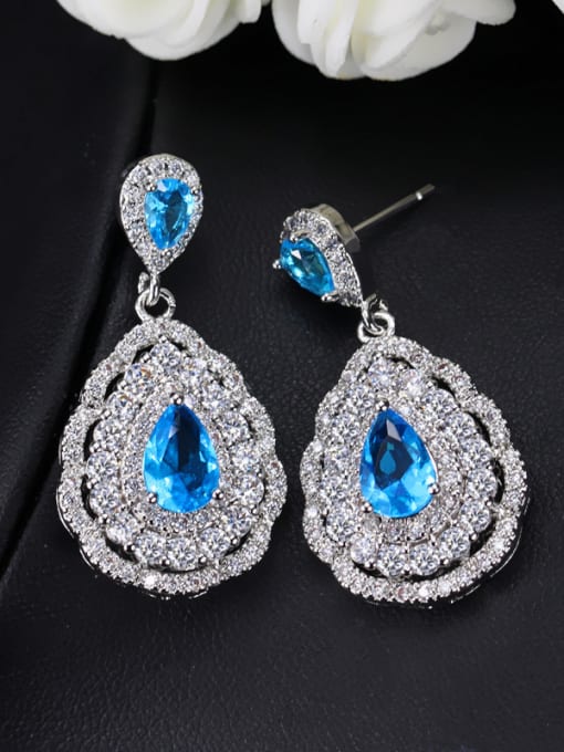Blue Wedding Fashionable Water Drop Cluster earring