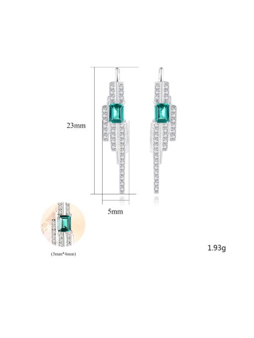 CCUI Sterling silver emerald inlaid zircon geometric free size earring 3