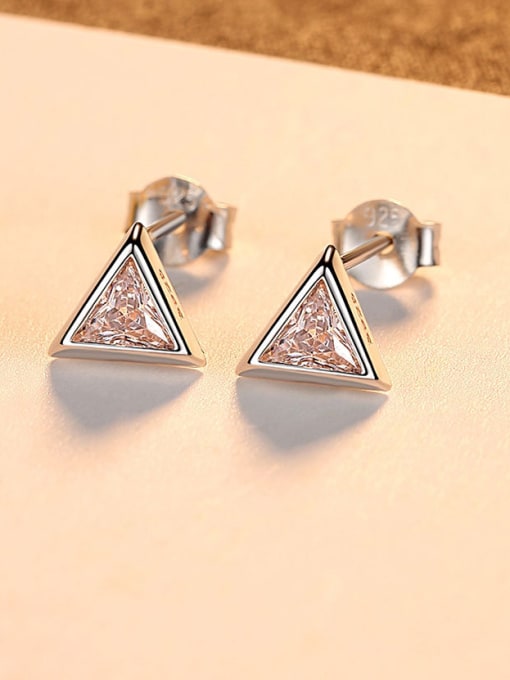 CCUI 925 Sterling Silver  Simplistic Triangle Stud Earrings 3