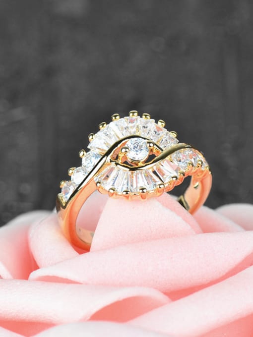 Wei Jia Fashion White Zirconias Gold Plated Copper Ring 2
