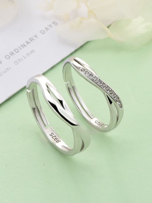 Couples open their mouths to each other 925 Sterling Silver With Cubic Zirconia Simplistic  loves  Band Rings