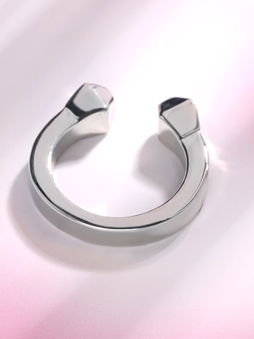 Platinum Trendy Open Design Platinum Plated Geometric Shaped Ring