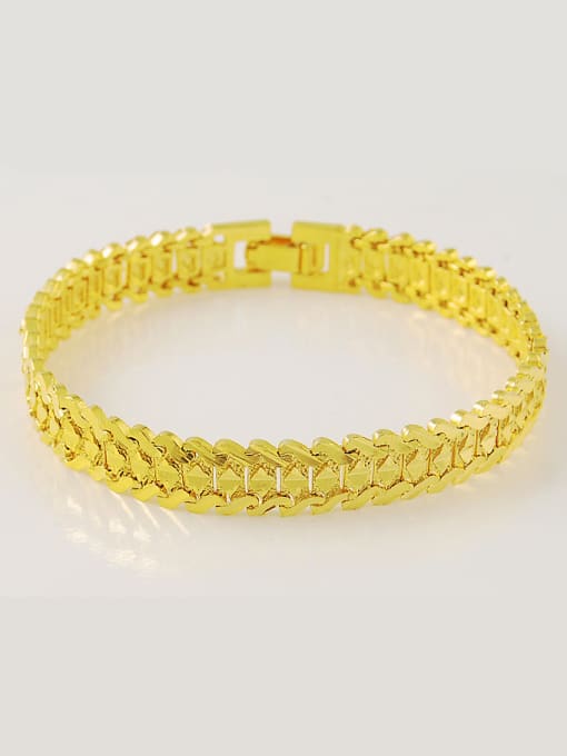 Yi Heng Da Men Fashion 24K Gold Plated Geometric Shaped Frosted Bracelet 0