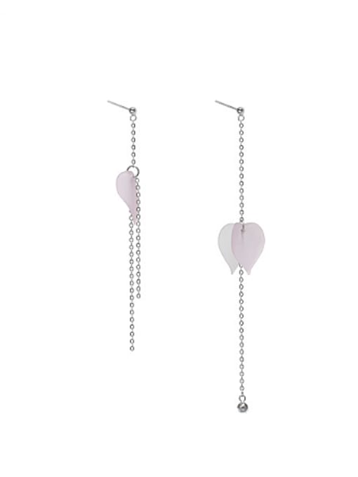 Peng Yuan Fashion Pink Leaves Asymmetrical Drop Earrings 0