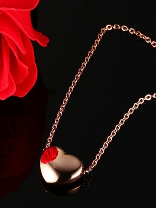 CONG Elegant Rose Gold Plated Heart Shaped Titanium Necklace 1