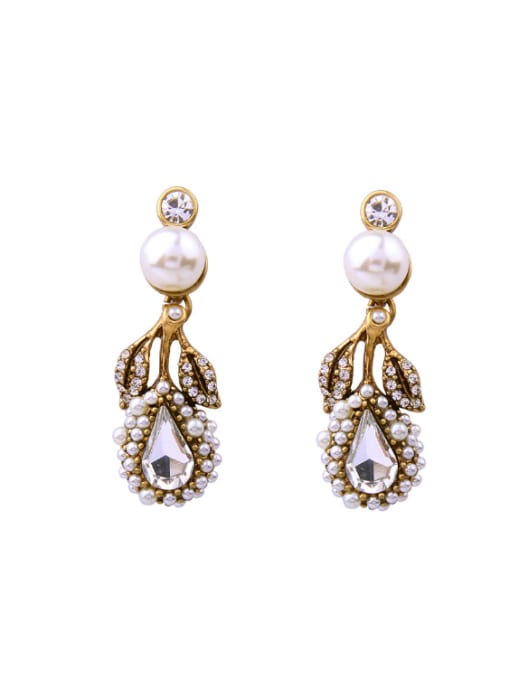 KM Retro Noble Artificial Pearls Drop Chandelier earring 0