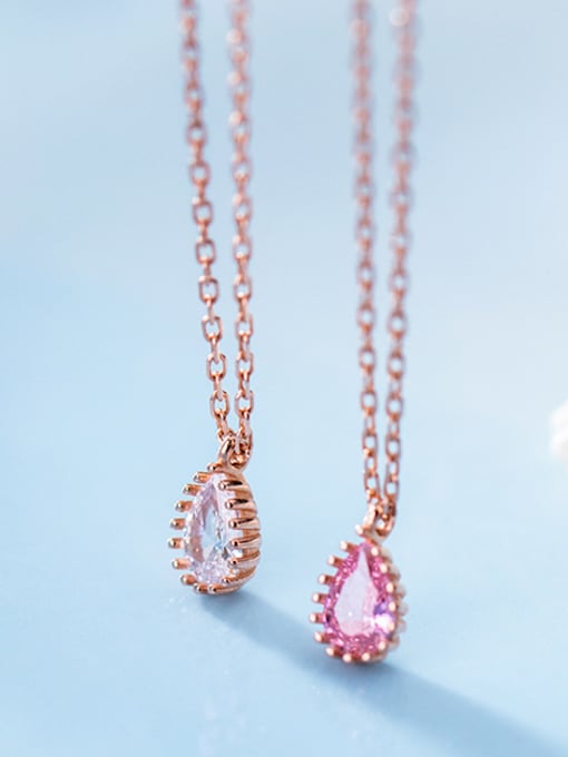 Rosh 925 Sterling Silver With Rose Gold Plated Simplistic Water Drop Necklaces 3
