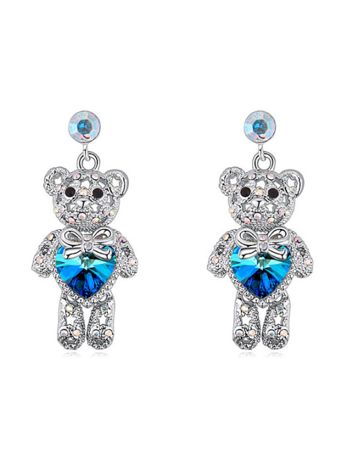 QIANZI Personalized Shiny austrian Crystals-covered Cartoon Bear Drop Earrings