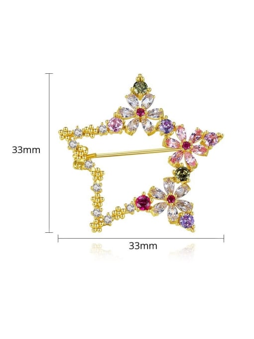 BLING SU Copper With Cubic Zirconia  Delicate Star Lapel Pins & Brooches 4