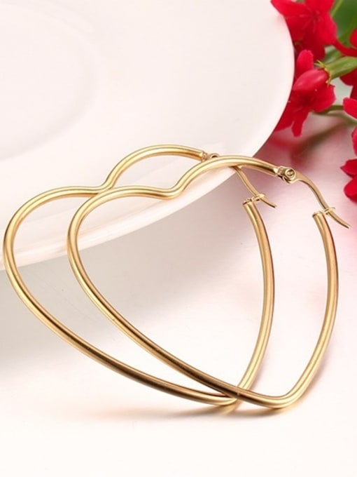 CONG Elegant Gold Plated High Polished Heart Shaped Drop Earrings 1