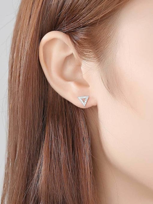 CCUI 925 Sterling Silver With  Simplistic Triangle Stud Earrings 2