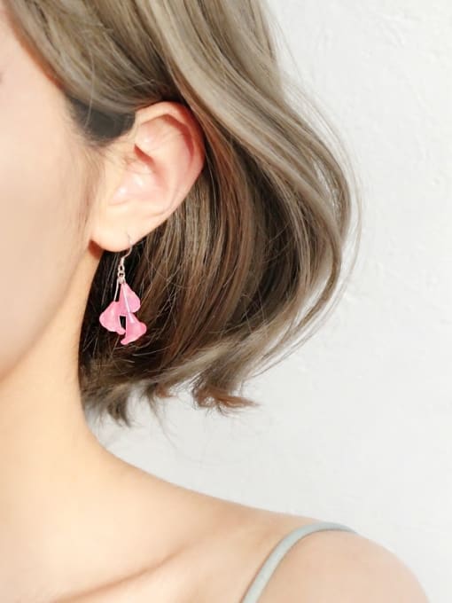 Peng Yuan Personalized Pink Trumpet Flowers 925 Silver Earrings 1
