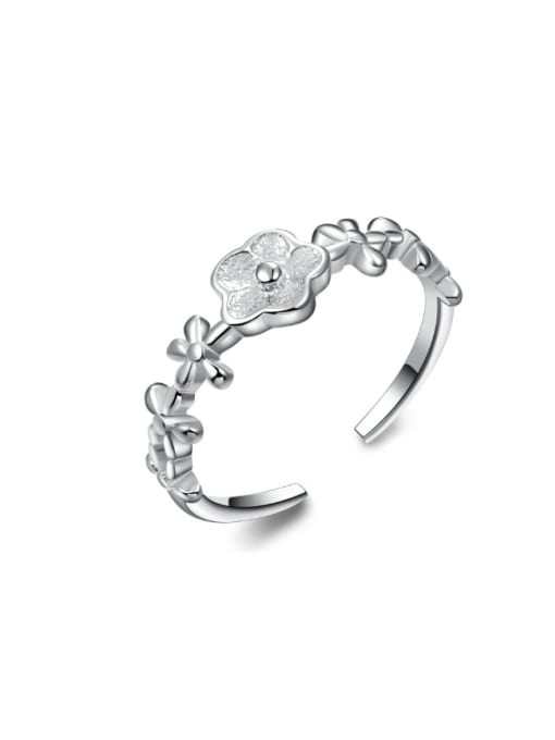 kwan Fashion Flower Shaped Silver Opening Ring