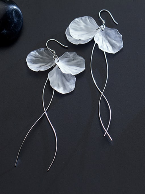 Rosh Fresh Flower Petal Shaped S925 Silver Shell Drop Earrings 0