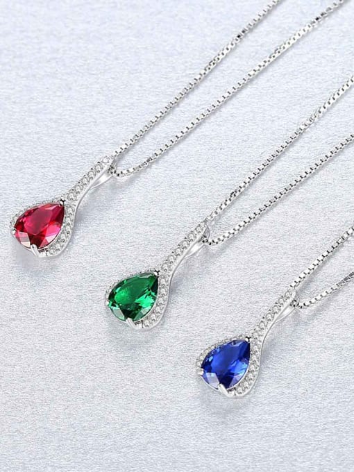 CCUI 925 Sterling Silver With Fashion Multicolor glass stone Water Drop Necklaces 0