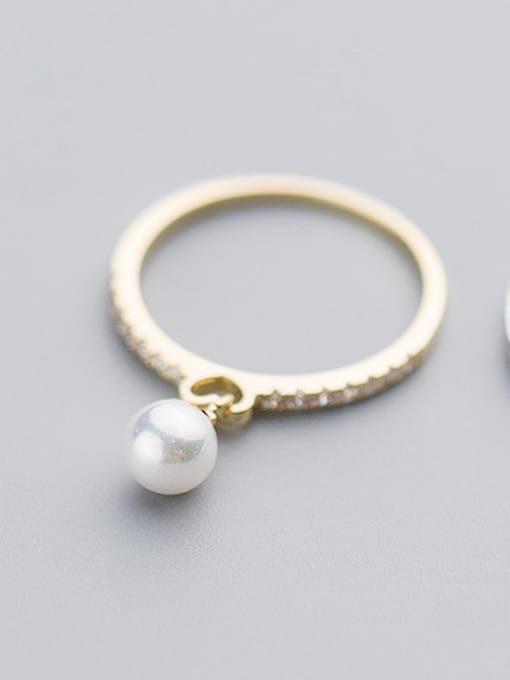 Rosh Fresh Gold Plated Shell Pearl S925 Silver Ring 0