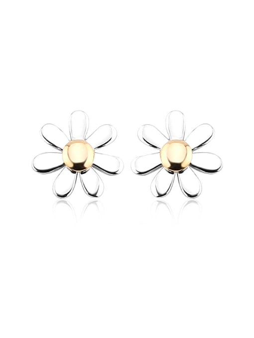 18K Gold Simple Style 18K Gold  S925 Silver Flower-shaped stud Earring