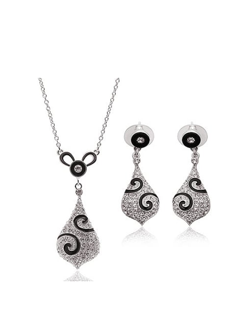 BESTIE Alloy White Gold Plated Fashion Rhinestone Water Drop shaped Two Pieces Jewelry Set 0