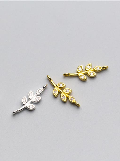 FAN 925 Sterling Silver With 18k Gold Plated Delicate Leaf Connectors 1