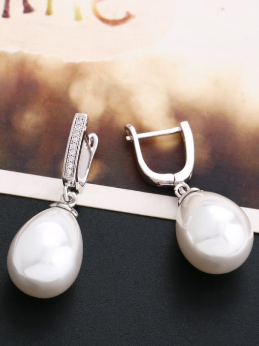 CC Copper With  Imitation Pearl Classic Water Drop Drop Earrings 2
