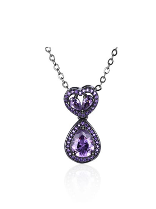 Purple Fashion Water Drop Shaped Zircon Women Necklace