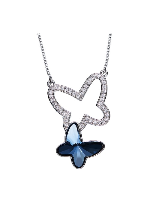 blue 2018 2018 S925 Silver Butterfly-shaped Necklace