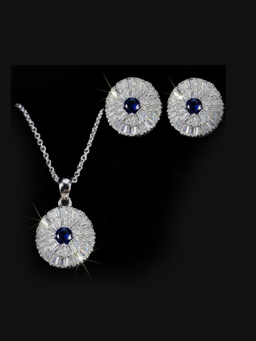 L.WIN Noble Round Shaped stud Earring Necklace Jewelry Set 0