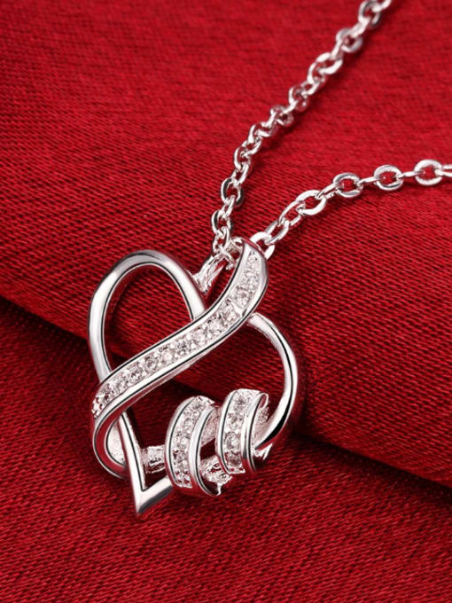 OUXI Fashion Hollow Heart-shaped Zircon Necklace 2