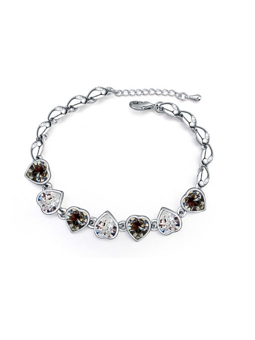 QIANZI Simple Heart austrian Crystals Alloy Platinum Plated Bracelet 1