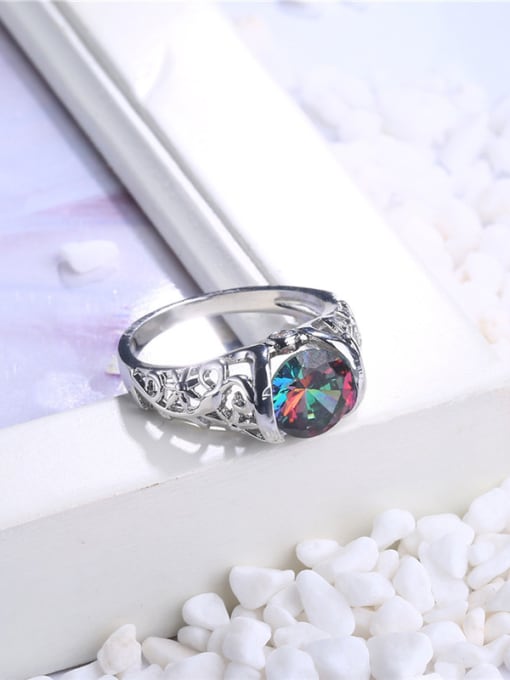 Ronaldo Creative Hollow Geometric Shaped Glass Stone Ring 1