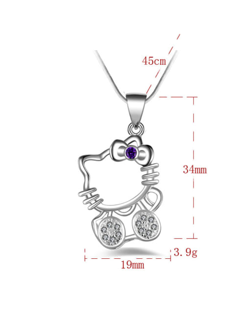 Ya Heng Fashion Cartoon Kitty Zirconias Copper Necklace 3