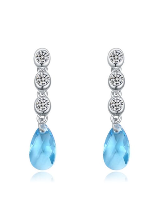 blue Simple austrian Crystals Water Drop Alloy Stud Earrings